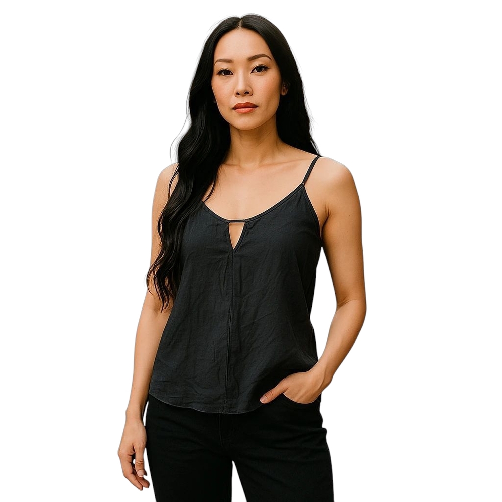 Acrobat Silk Black Strappy V-Notch Adjustable Strap Flowy Tank Top Size Medium